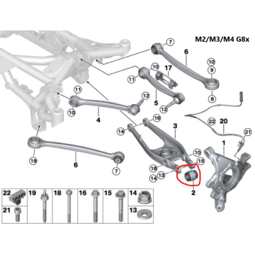 Millway Uniball Hinterachs-Lenker Korrektur-Kit BMW 1M E82, M3 E9X, M2 F/G87, M3 F/G80, M4 F/G82